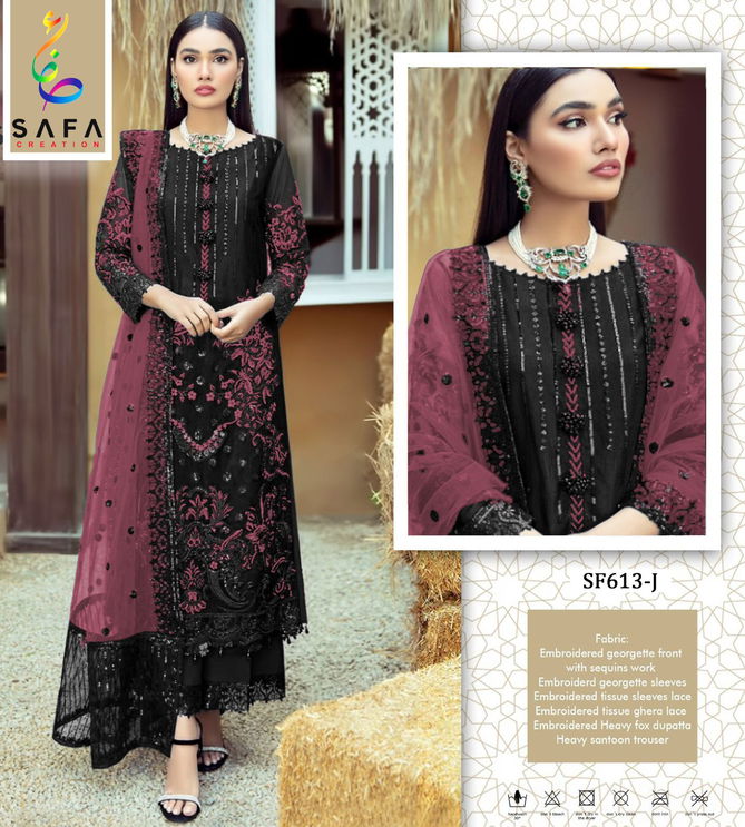 SF PK 613 By Safa Embroidery Georgette Pakistani Suits Wholesale Price In Surat